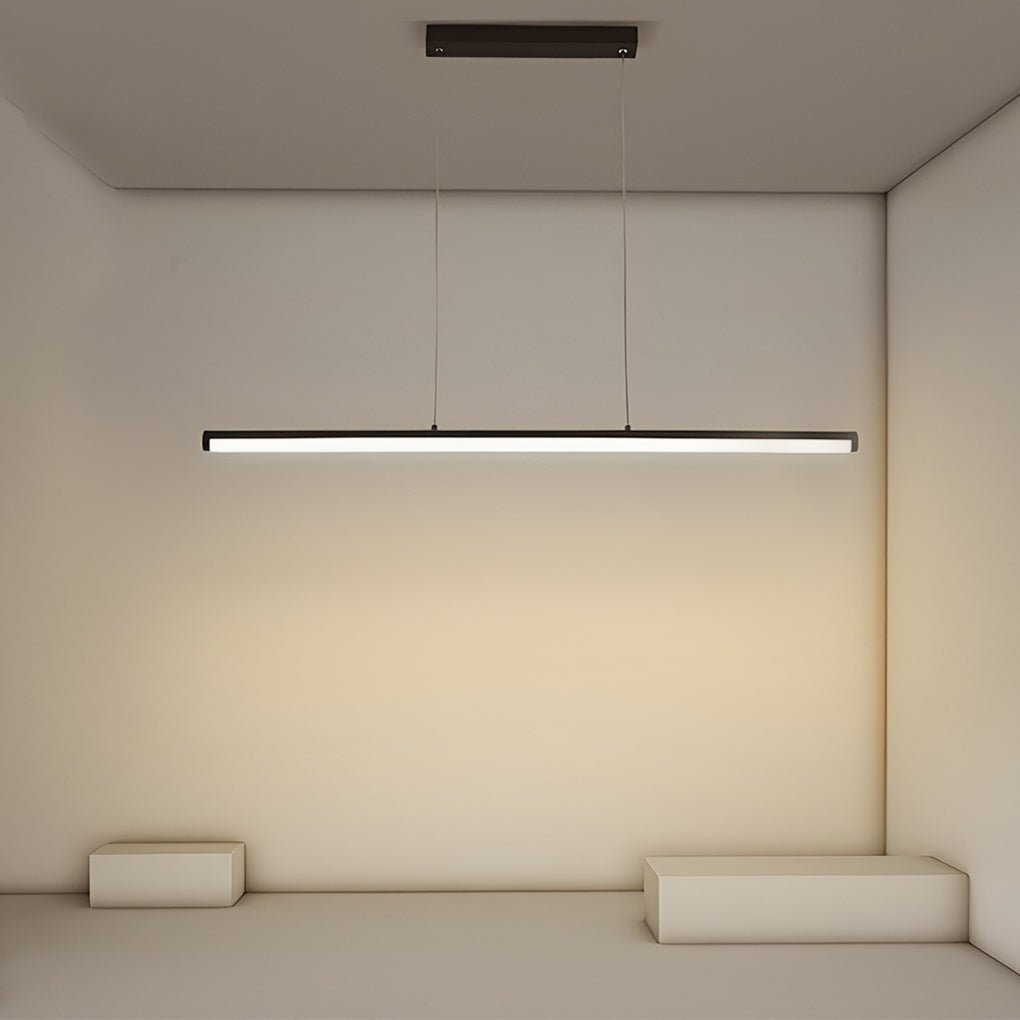 16" Modern Black Linear Pendant Light with Integrated LED