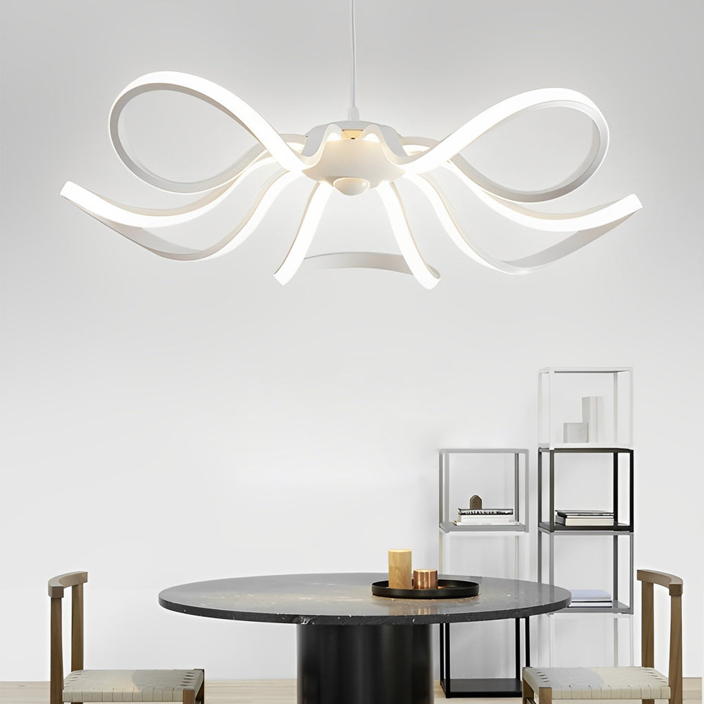 Modern Flower Petal LED Chandelier with Stepless Dimming - White