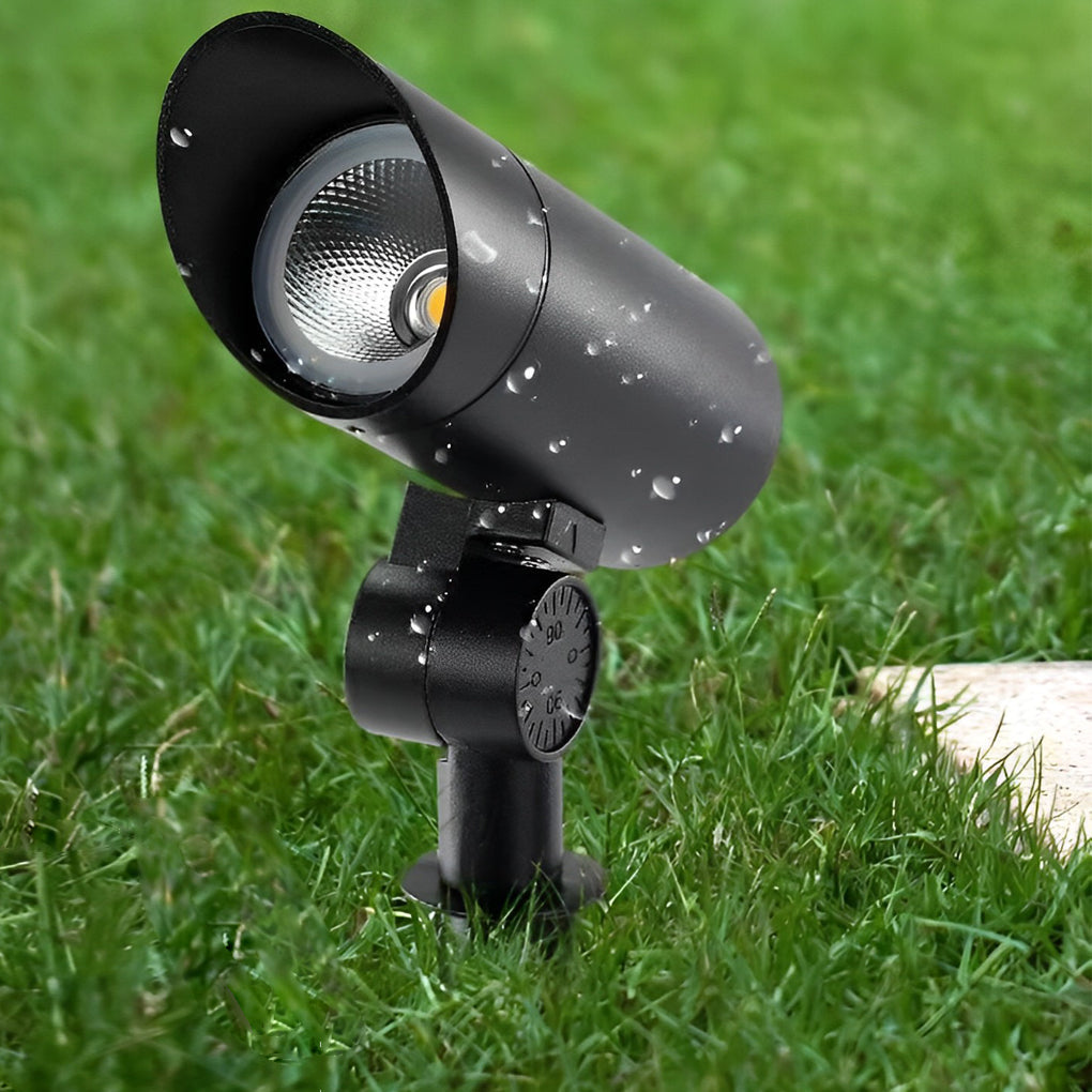 Modern Black Aluminum LED Outdoor Spotlight for Lawns & Gardens