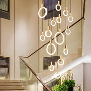 Modern Ring Staircase Chandelier with Stepless Dimming LED
