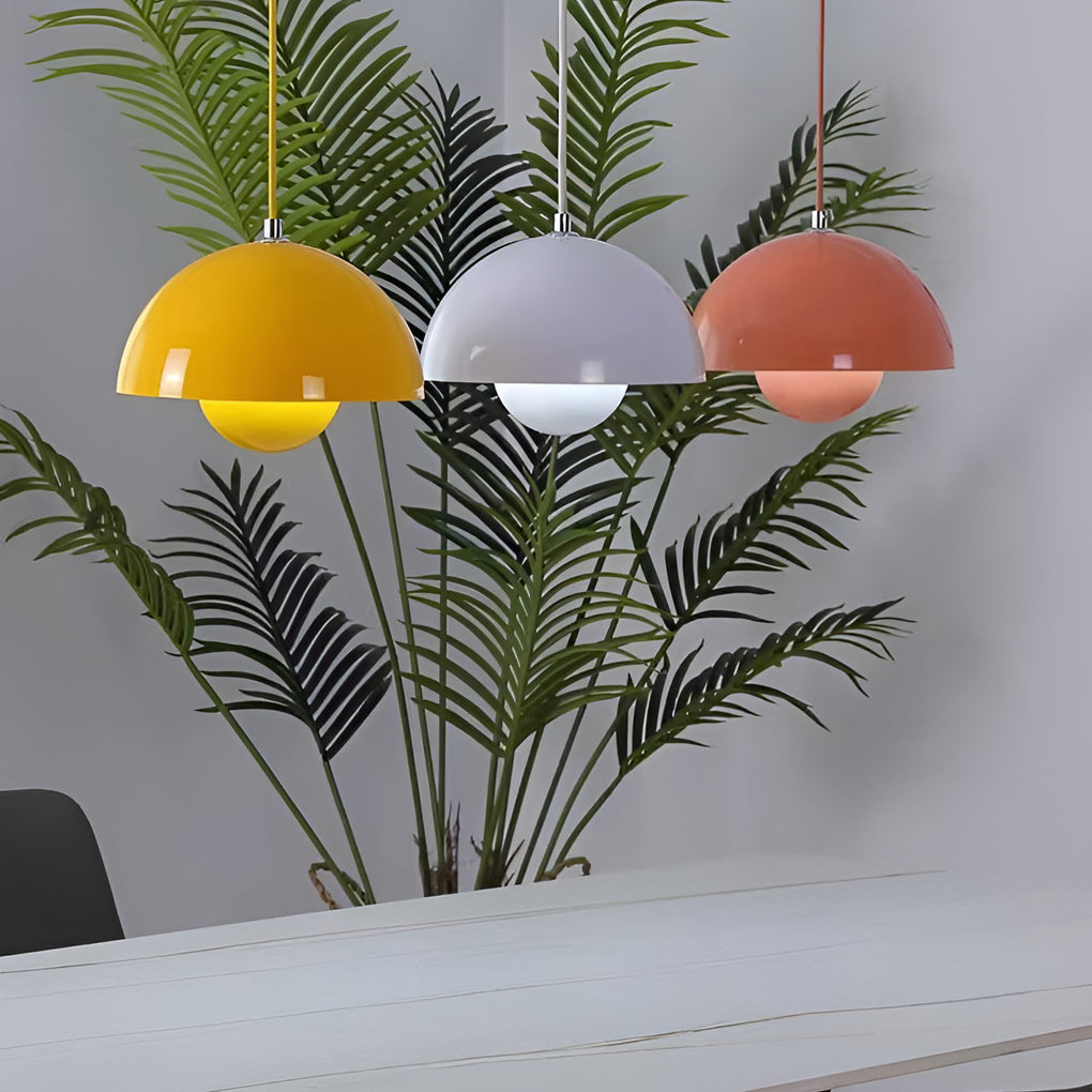 Mushroom Pendant Light – Metal Dome Shade with Warm Glow