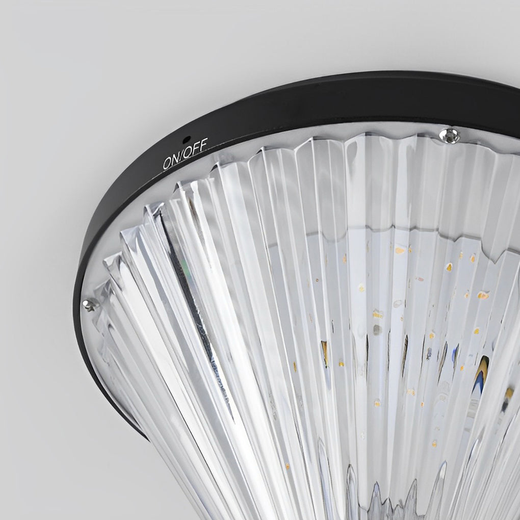Solar LED Outdoor Light with Ribbed Shade in Black