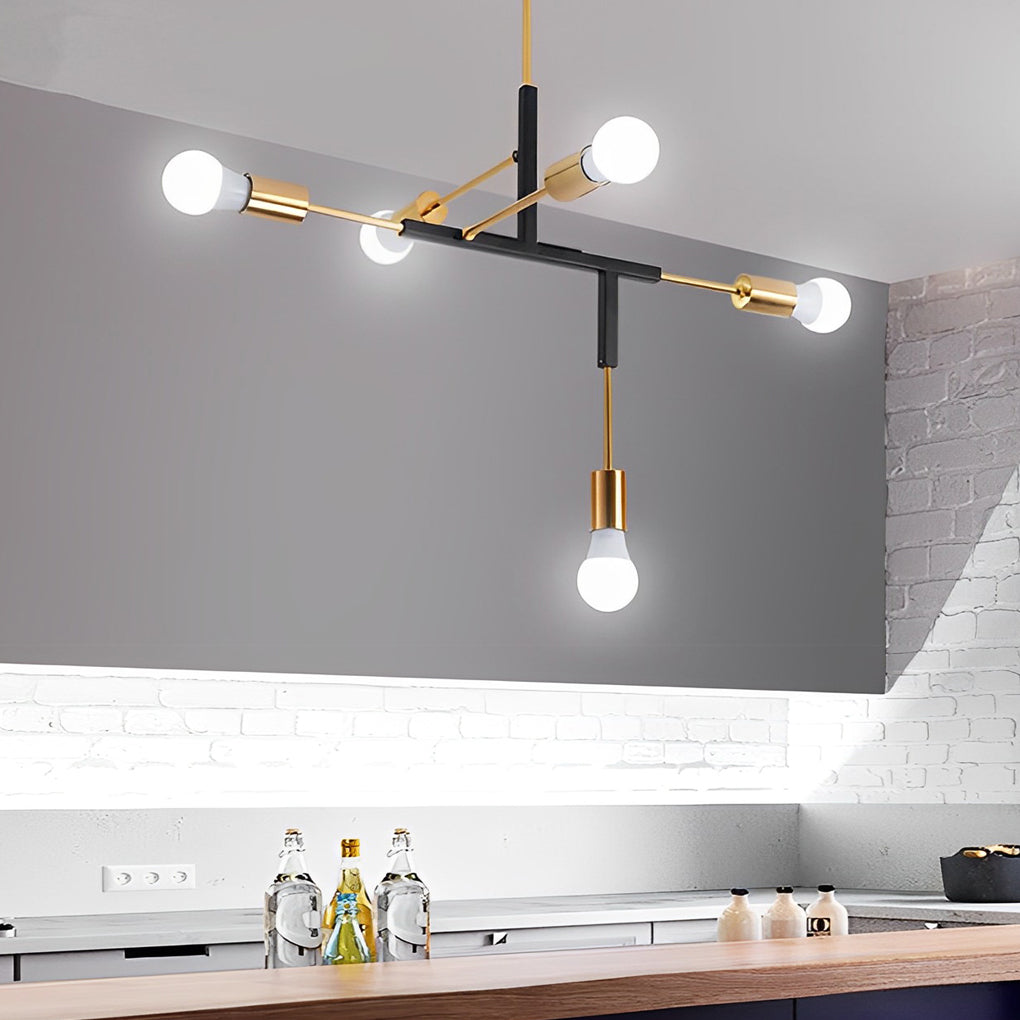 5-Light Branch Modern Chandelier – Electroplated Iron Ceiling Light