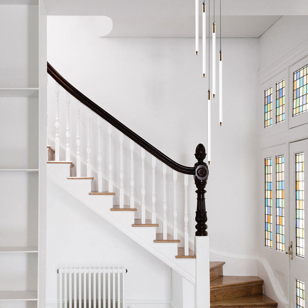 Spiral LED Staircase Chandelier Modern Long Tube Acrylic Light