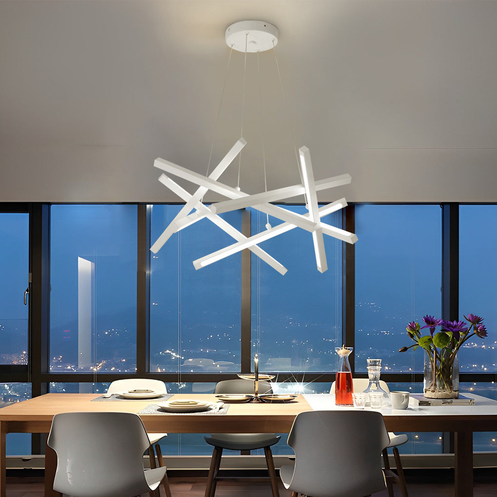 8-Light Modern Sputnik Chandelier with LED Ambient Lighting