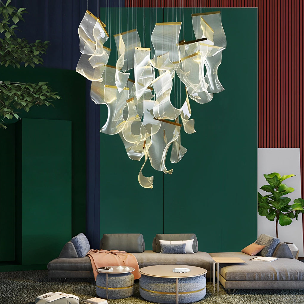 Modern Acrylic Curl Chandelier with Stepless Dimming LED