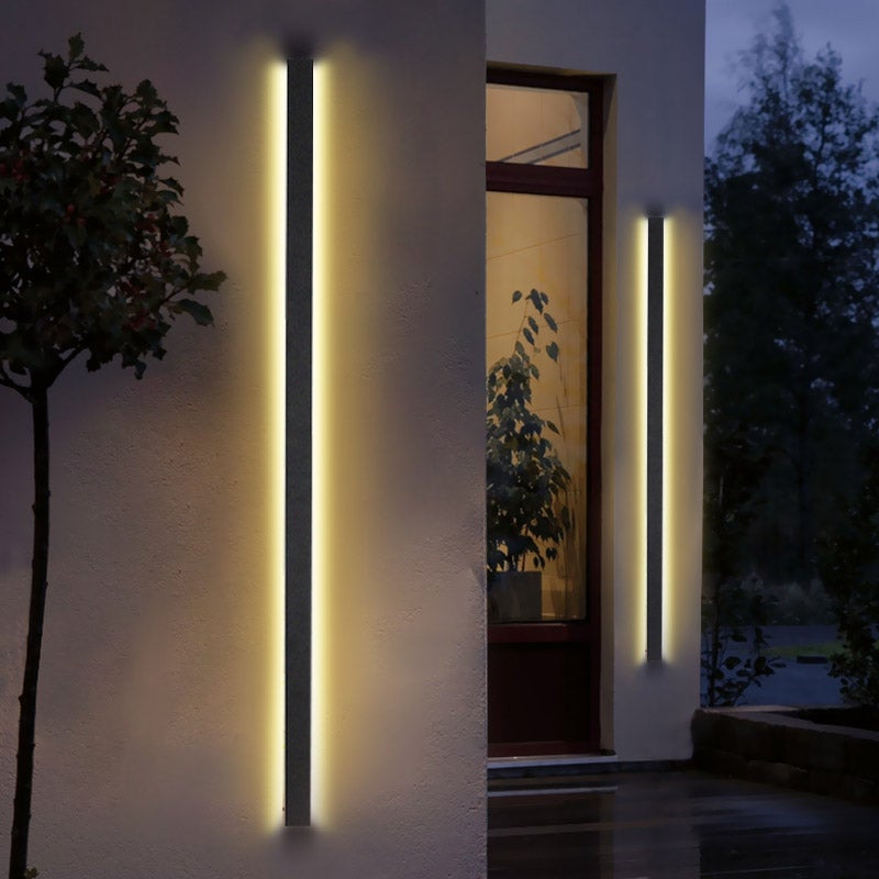 Linear Metal Outdoor Wall Light – Waterproof IP65 Black LED Sconce
