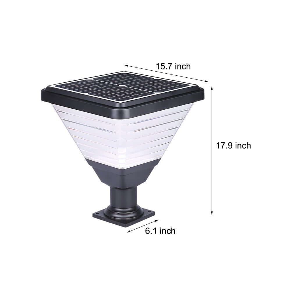 Modern Square Solar LED Outdoor Post Light - 17.9" Black Aluminum