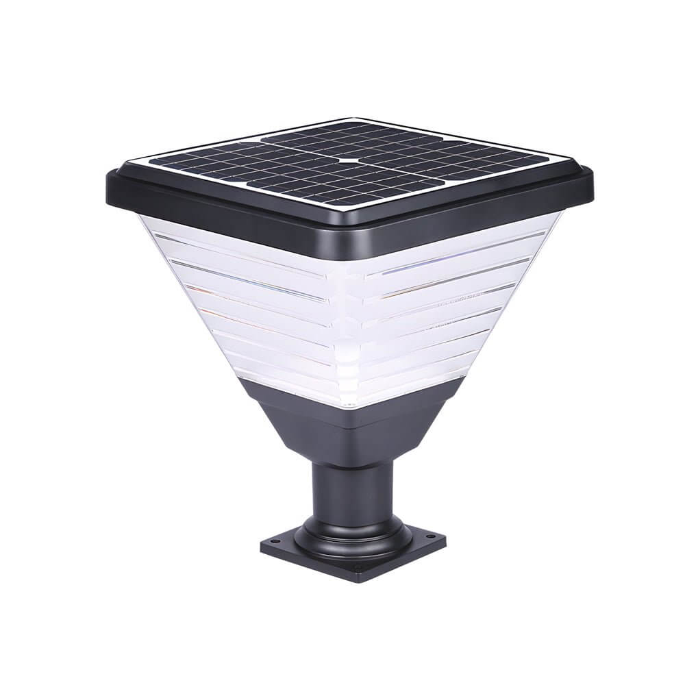 Modern Square Solar LED Outdoor Post Light - 17.9" Black Aluminum