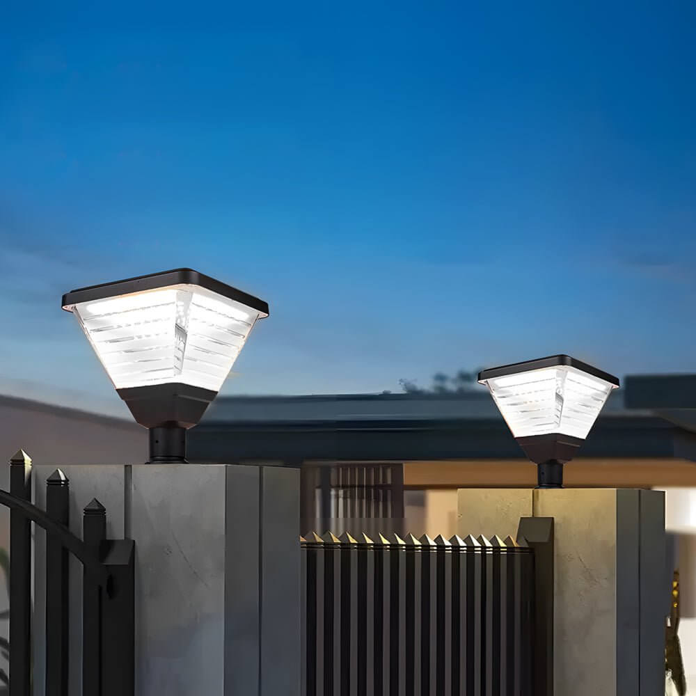 Modern Square Solar LED Outdoor Post Light - 17.9" Black Aluminum