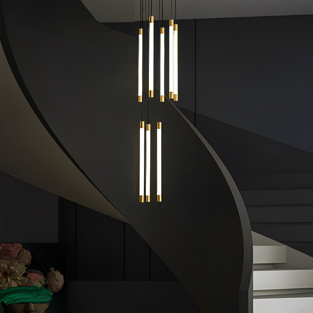 Spiral LED Staircase Chandelier Modern Long Tube Acrylic Light
