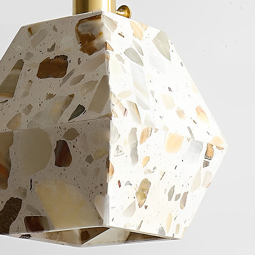 Modern Terrazzo Concrete Pendant Light with Copper Accent