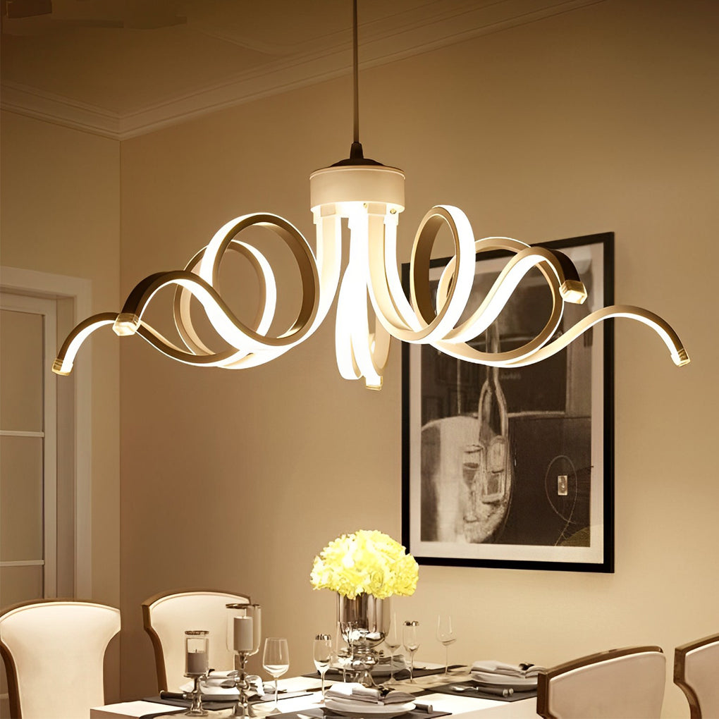 Modern Flower Petal LED Chandelier with Stepless Dimming - White