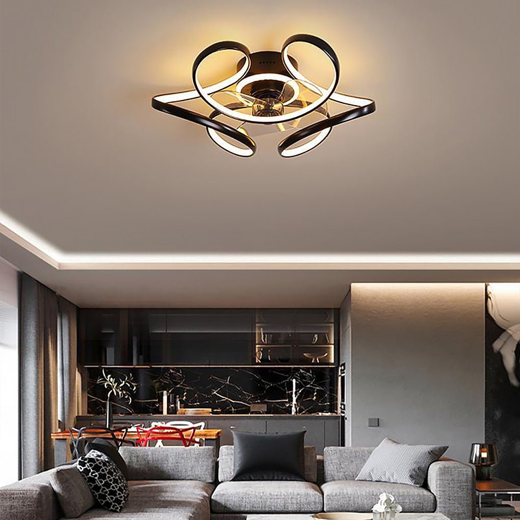 18" Flower Flush Mount Ceiling Fan with Light & Remote