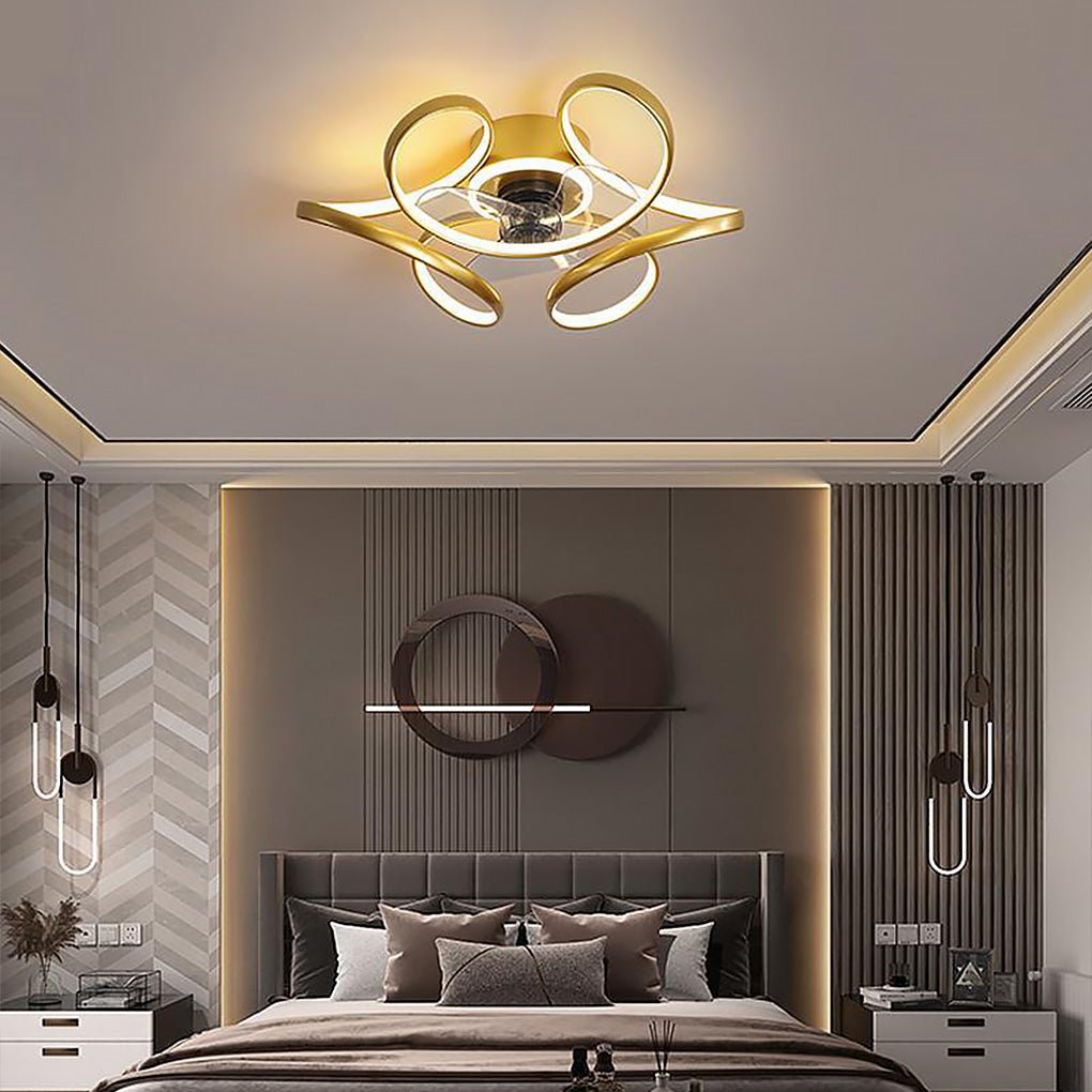 18" Flower Flush Mount Ceiling Fan with Light & Remote