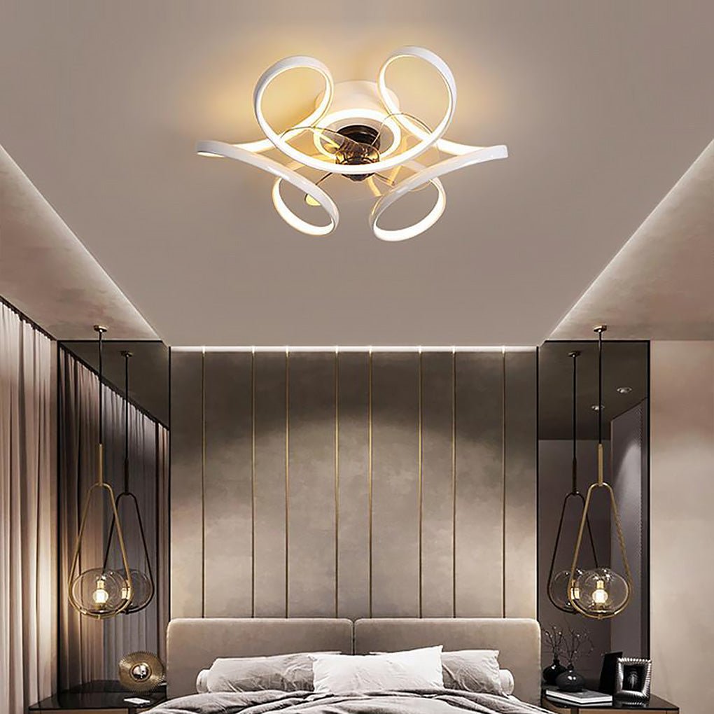 18" Flower Flush Mount Ceiling Fan with Light & Remote