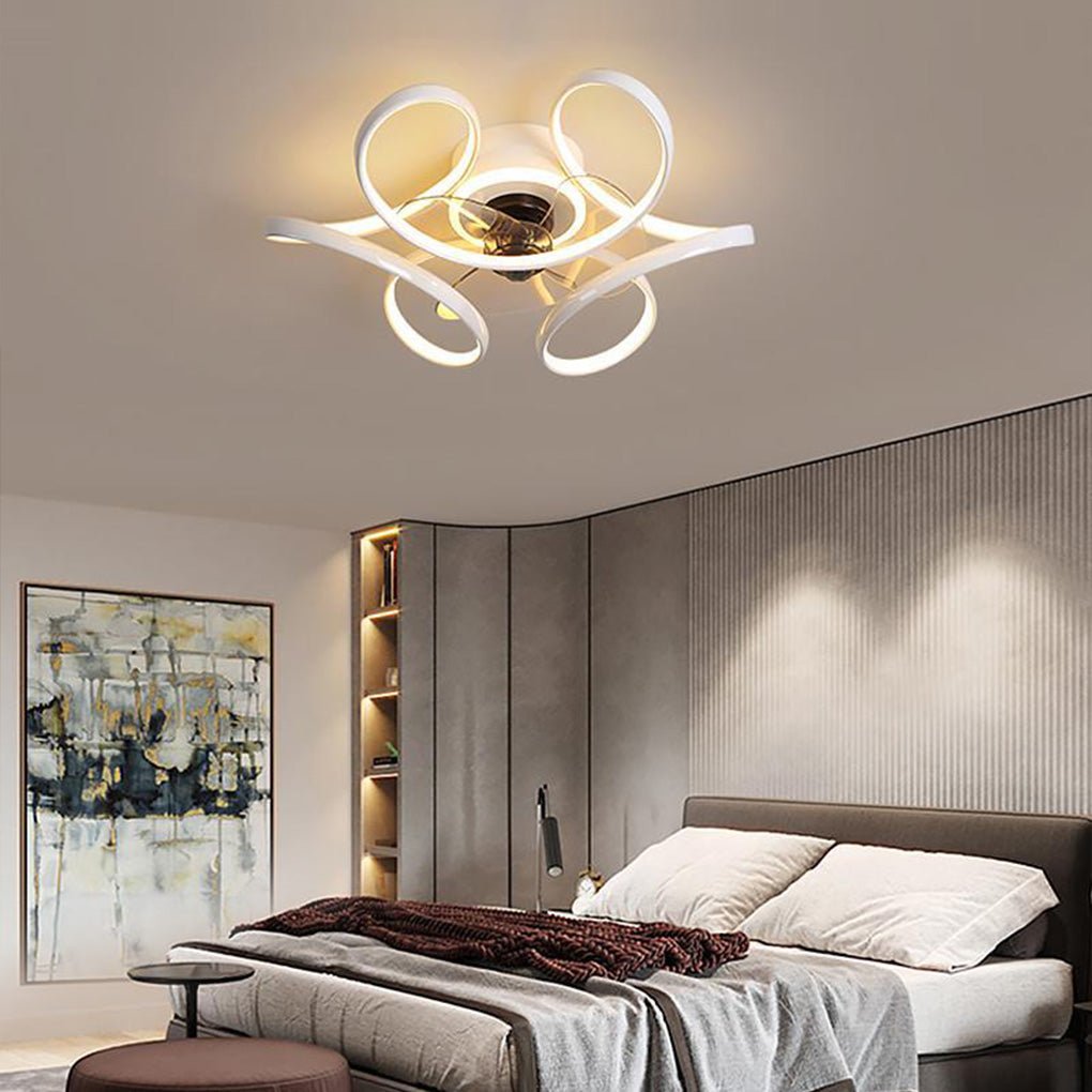 18" Flower Flush Mount Ceiling Fan with Light & Remote