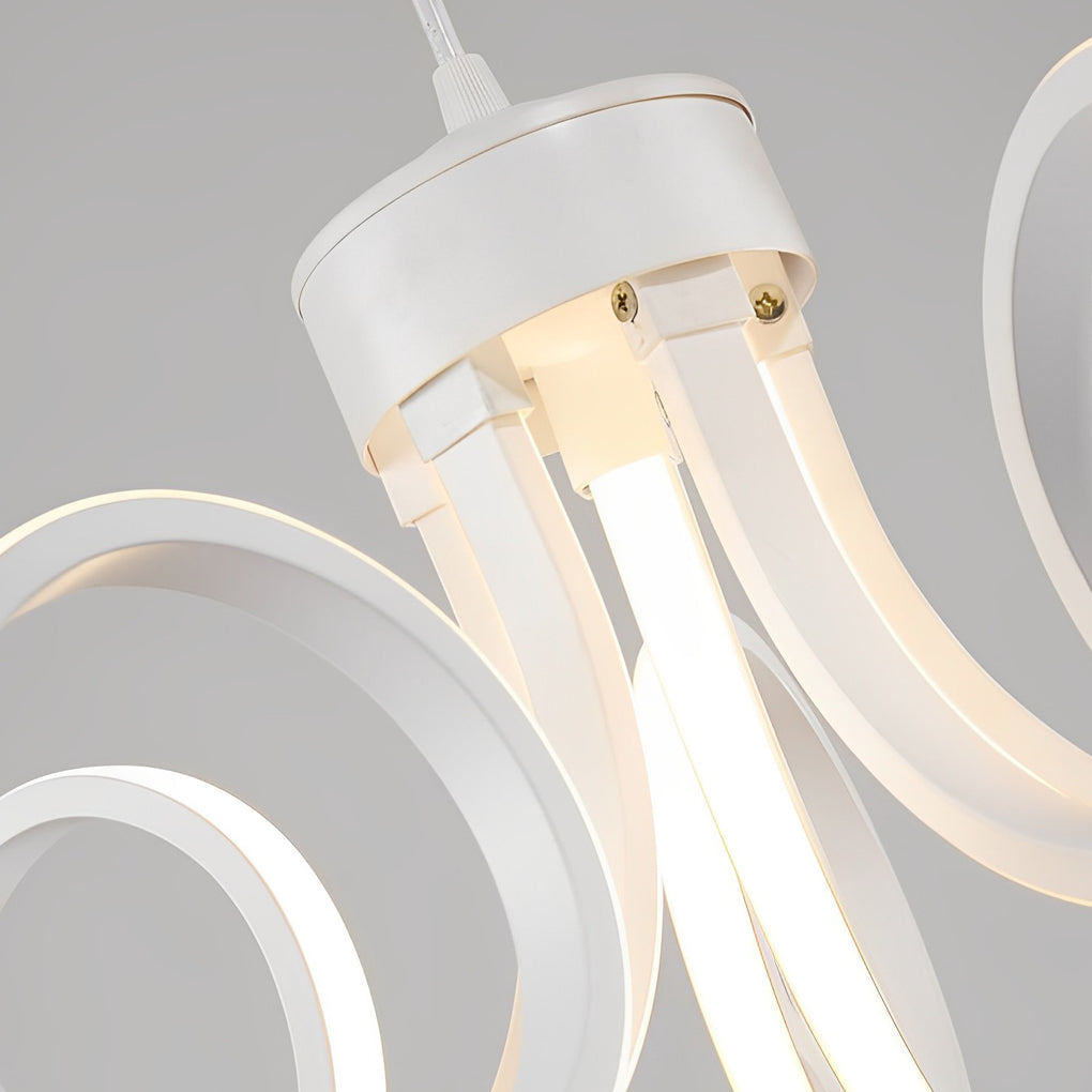 Modern Flower Petal LED Chandelier with Stepless Dimming - White