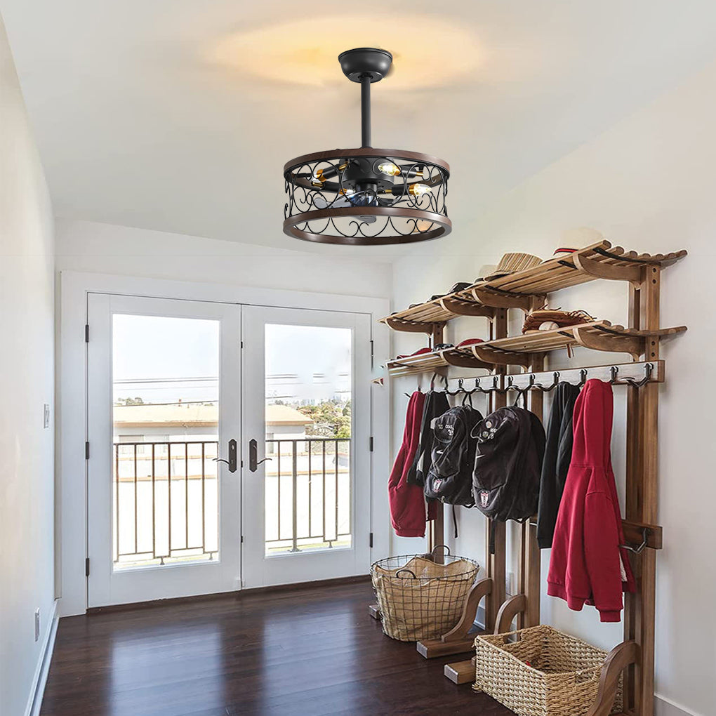 Retro Bladeless Ceiling Fan with Remote & Dimmable LED Light