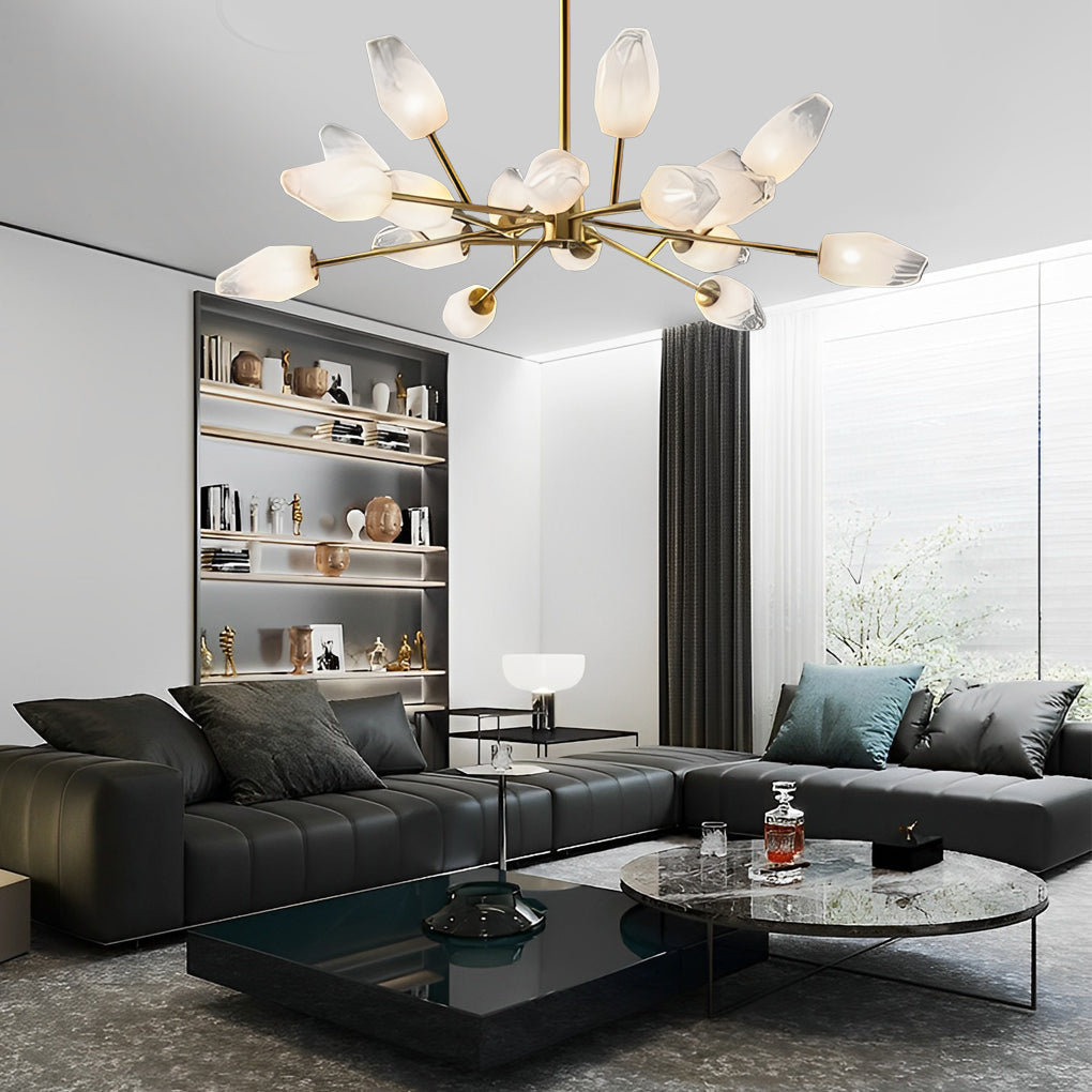 Modern Molecular Glass Chandelier Gold Electroplated LED Sputnik