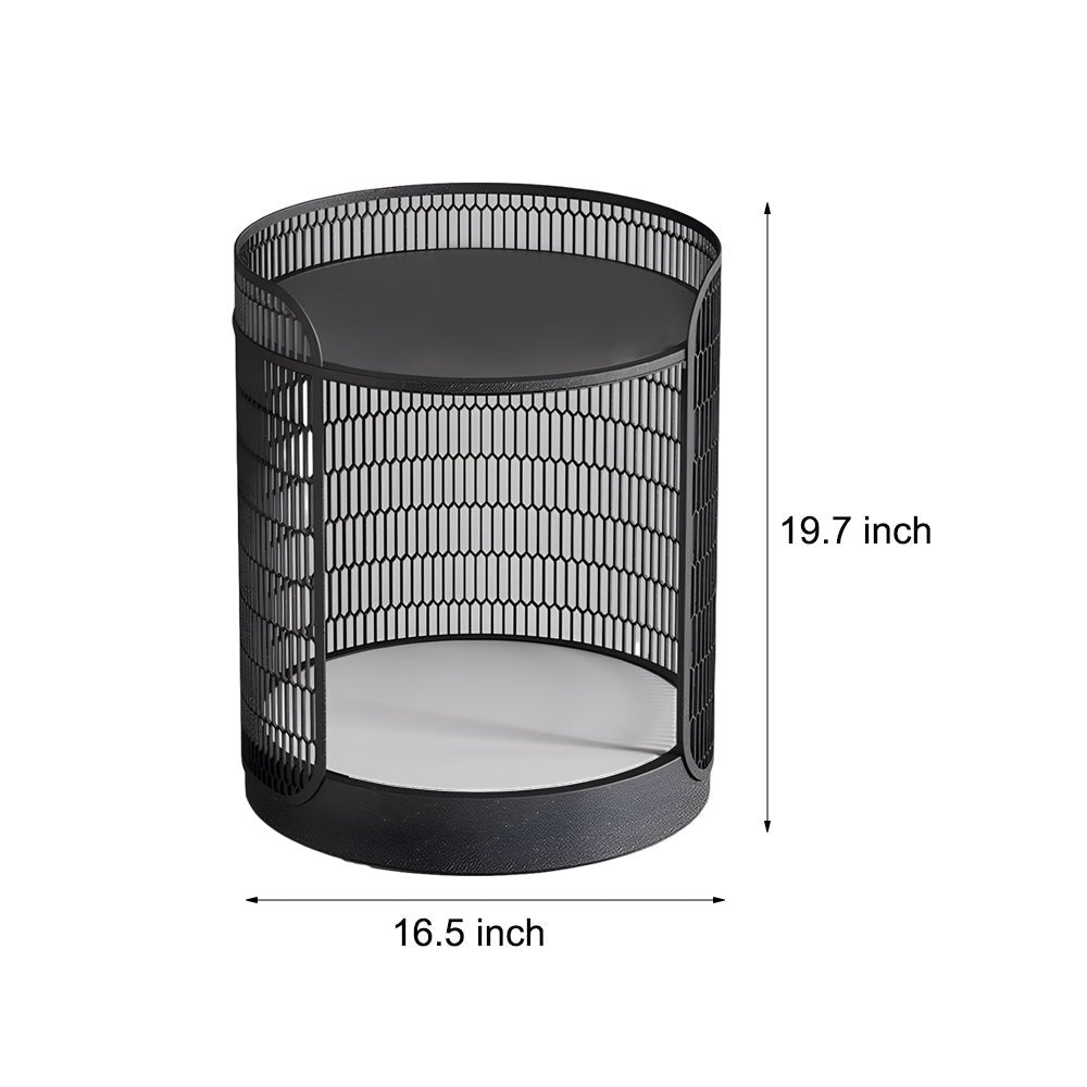 Modern Black Mesh Outdoor Floor Lamp with Table - 19 Inch LED