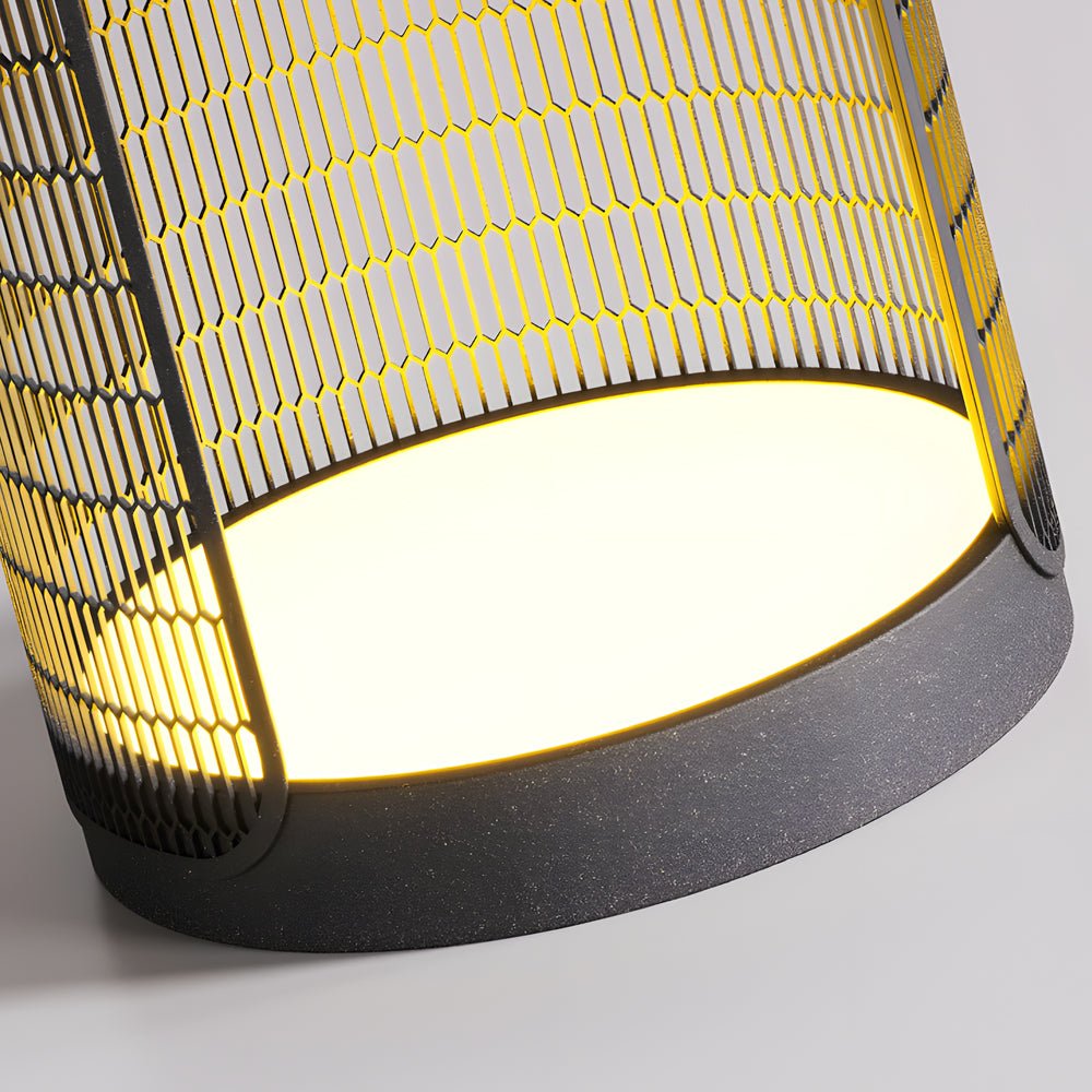 Modern Black Mesh Outdoor Floor Lamp with Table - 19 Inch LED