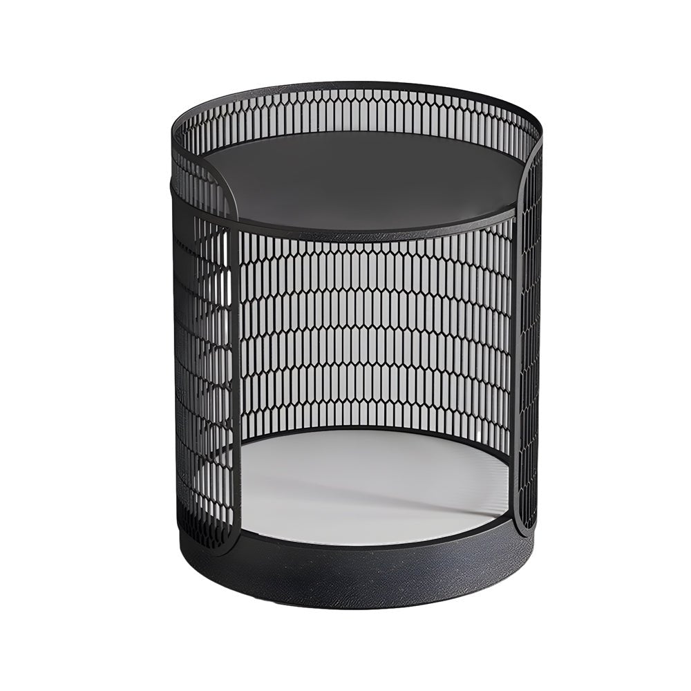 Modern Black Mesh Outdoor Floor Lamp with Table - 19 Inch LED