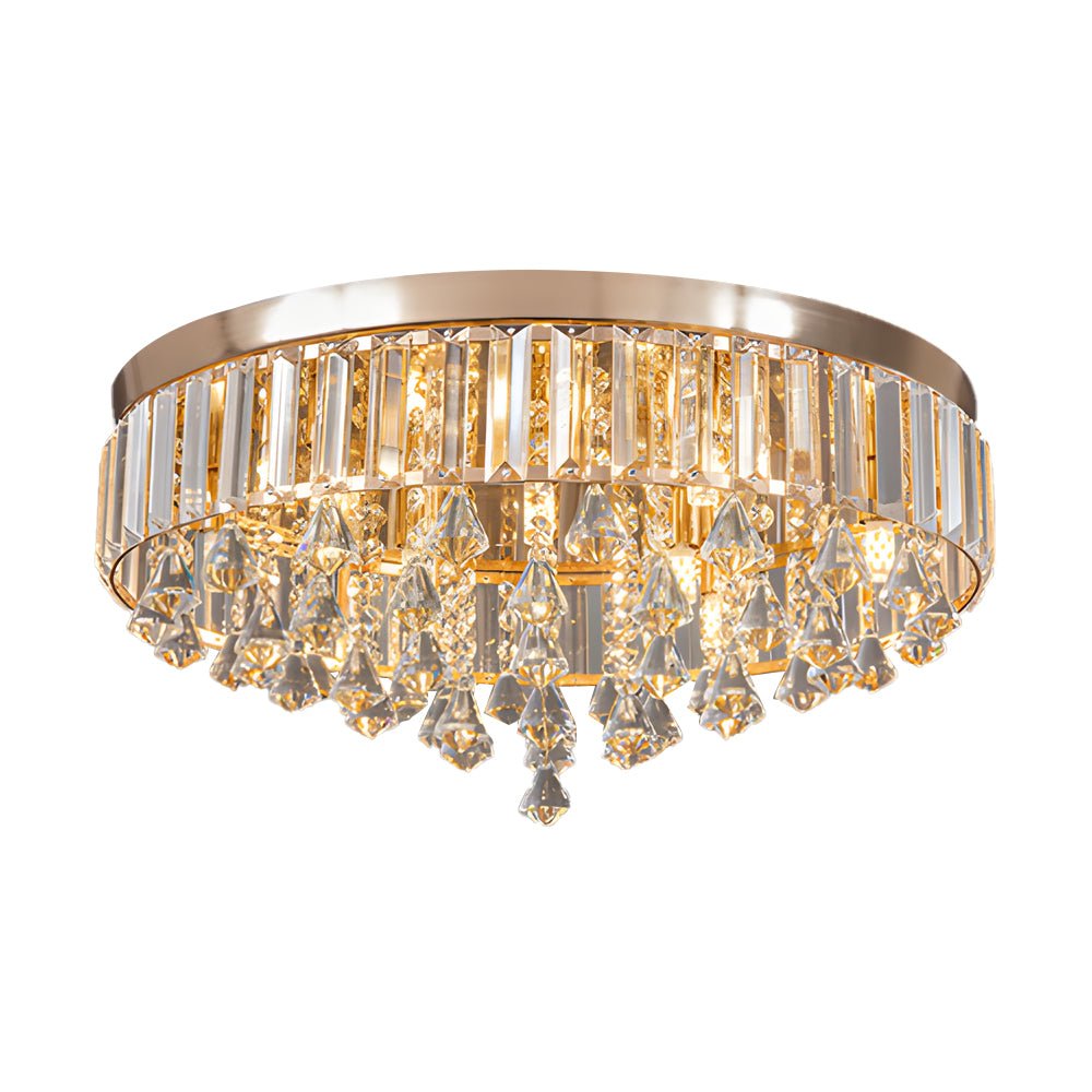19" Crystal Flush Mount Ceiling Light Modern LED Fixture
