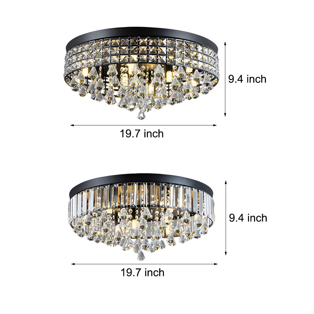 19" Crystal Flush Mount Ceiling Light Modern LED Fixture