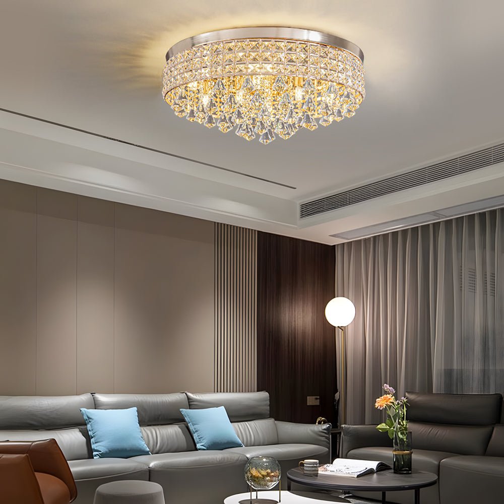 19" Crystal Flush Mount Ceiling Light Modern LED Fixture