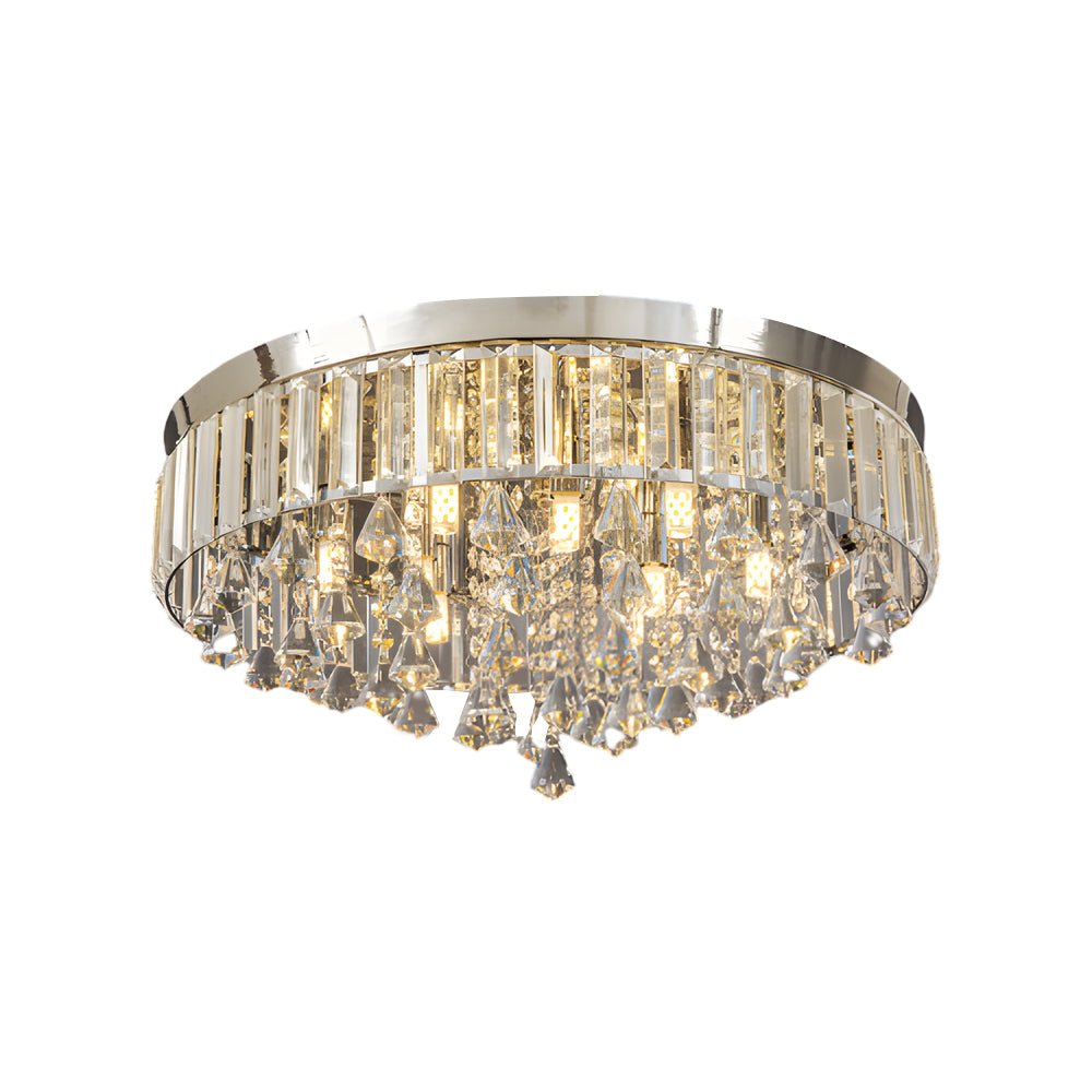 19" Crystal Flush Mount Ceiling Light Modern LED Fixture