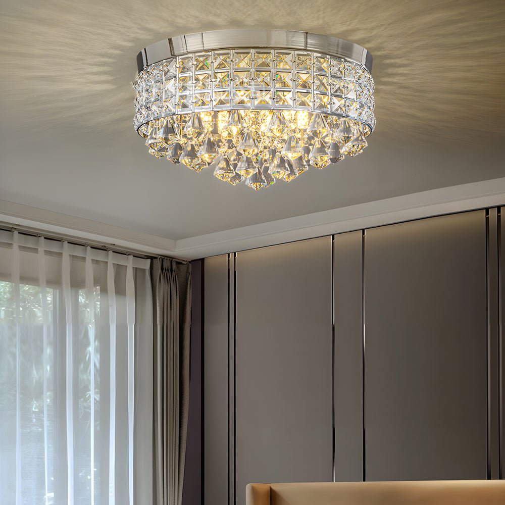 19" Crystal Flush Mount Ceiling Light Modern LED Fixture
