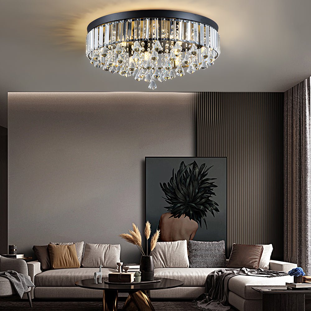 19" Crystal Flush Mount Ceiling Light Modern LED Fixture