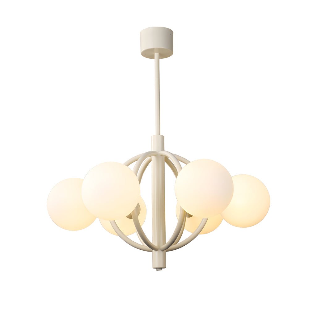 Midcentury 6-Light Glass Sphere Chandelier - Light Beige, 19.7"