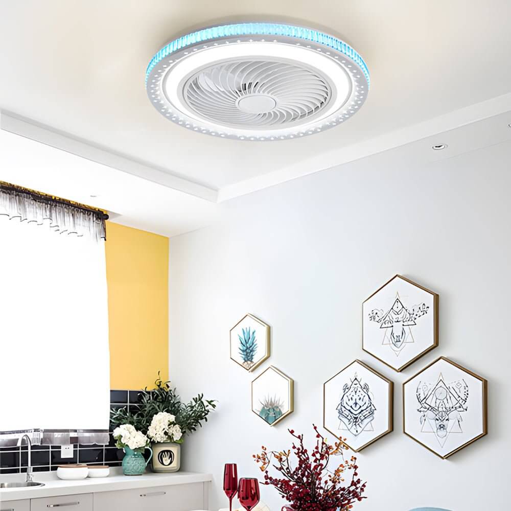 19.7" Modern Bladeless Ceiling Fan with LED Light and Remote
