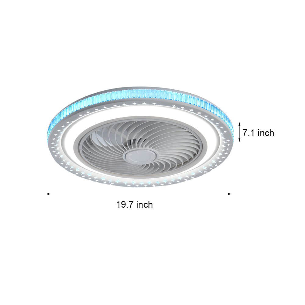 19.7" Modern Bladeless Ceiling Fan with LED Light and Remote