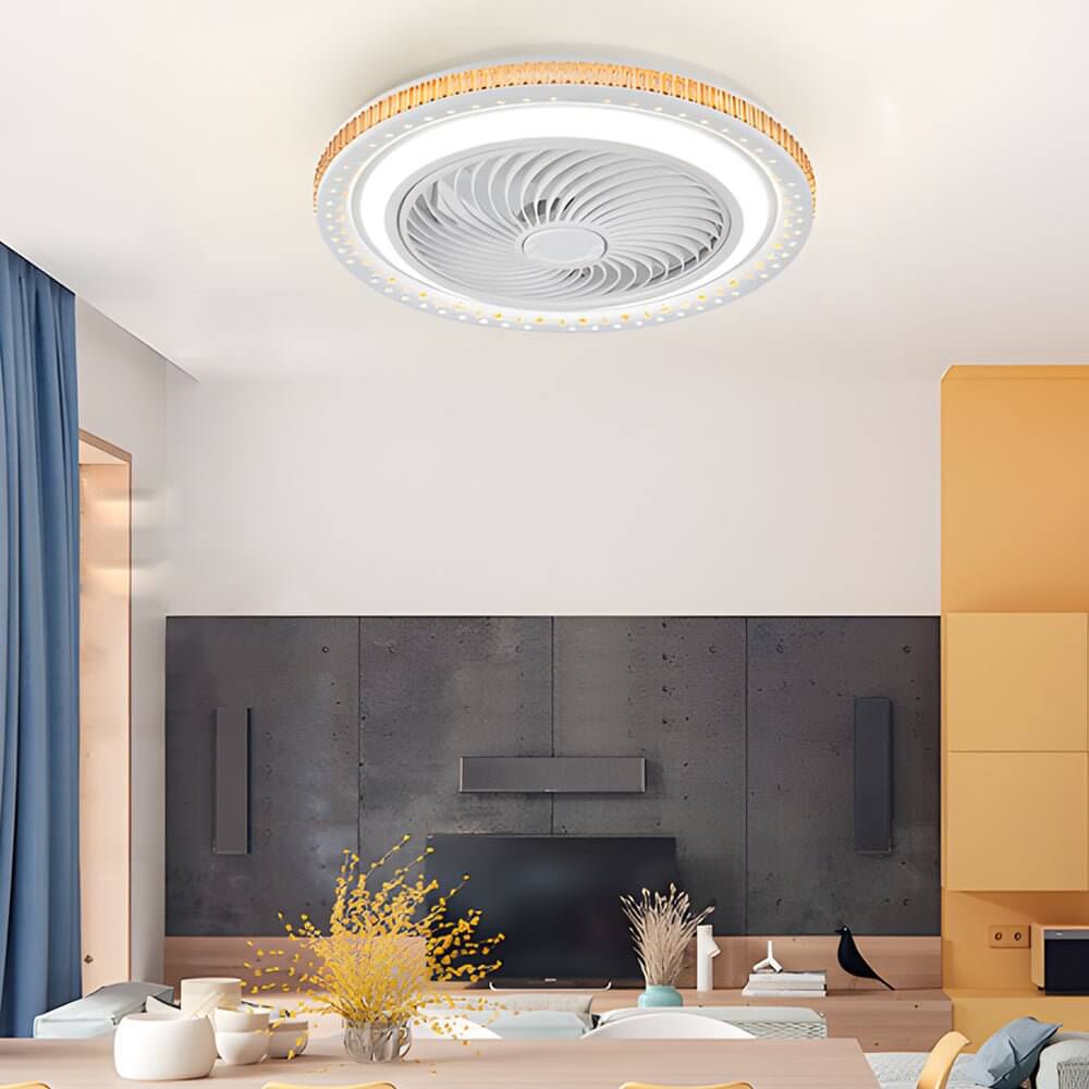 19.7" Modern Bladeless Ceiling Fan with LED Light and Remote