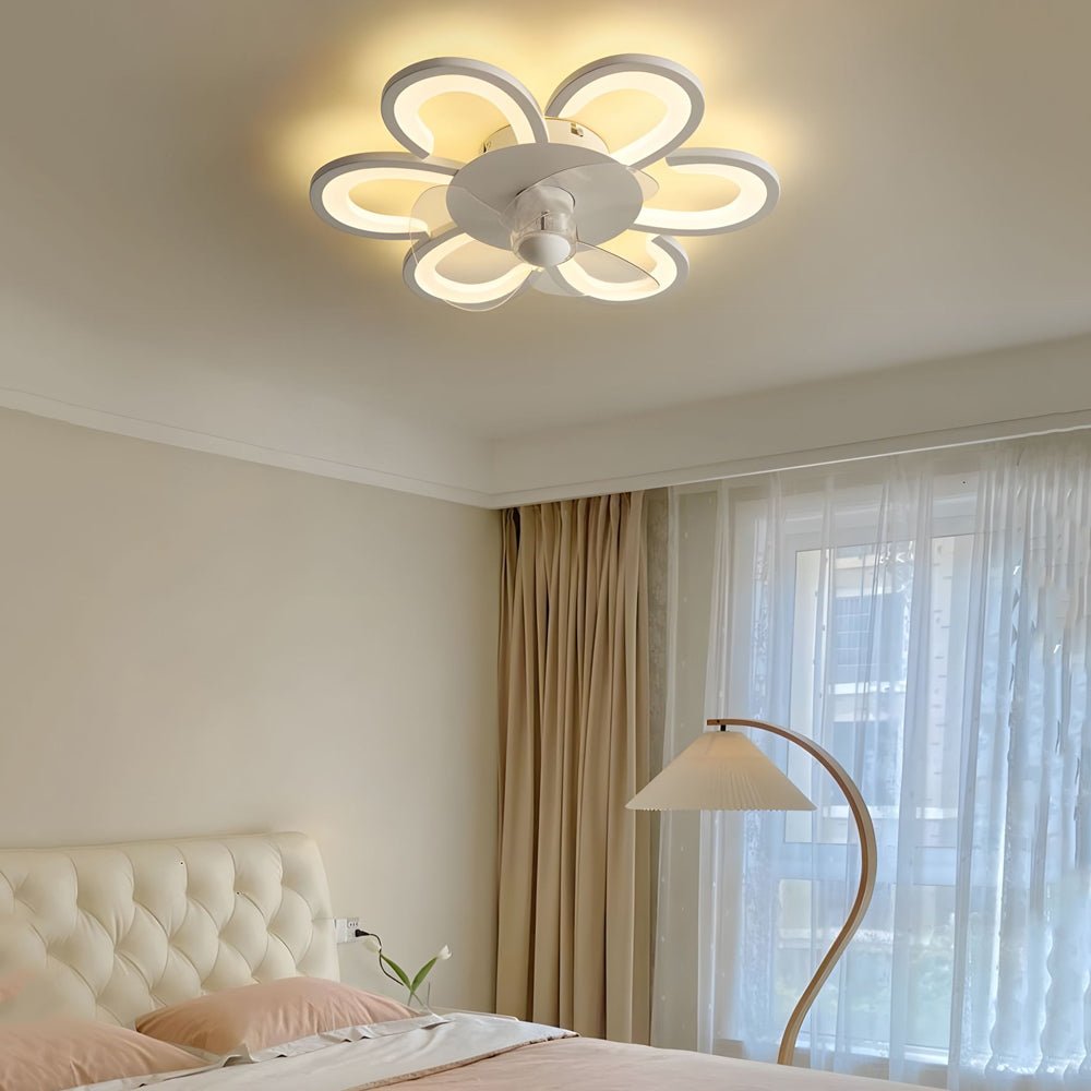 Modern Flower LED Flush Mount Ceiling Fan with Remote Control