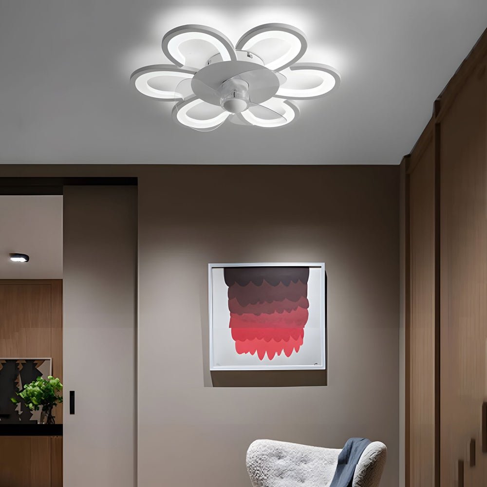 Modern Flower LED Flush Mount Ceiling Fan with Remote Control