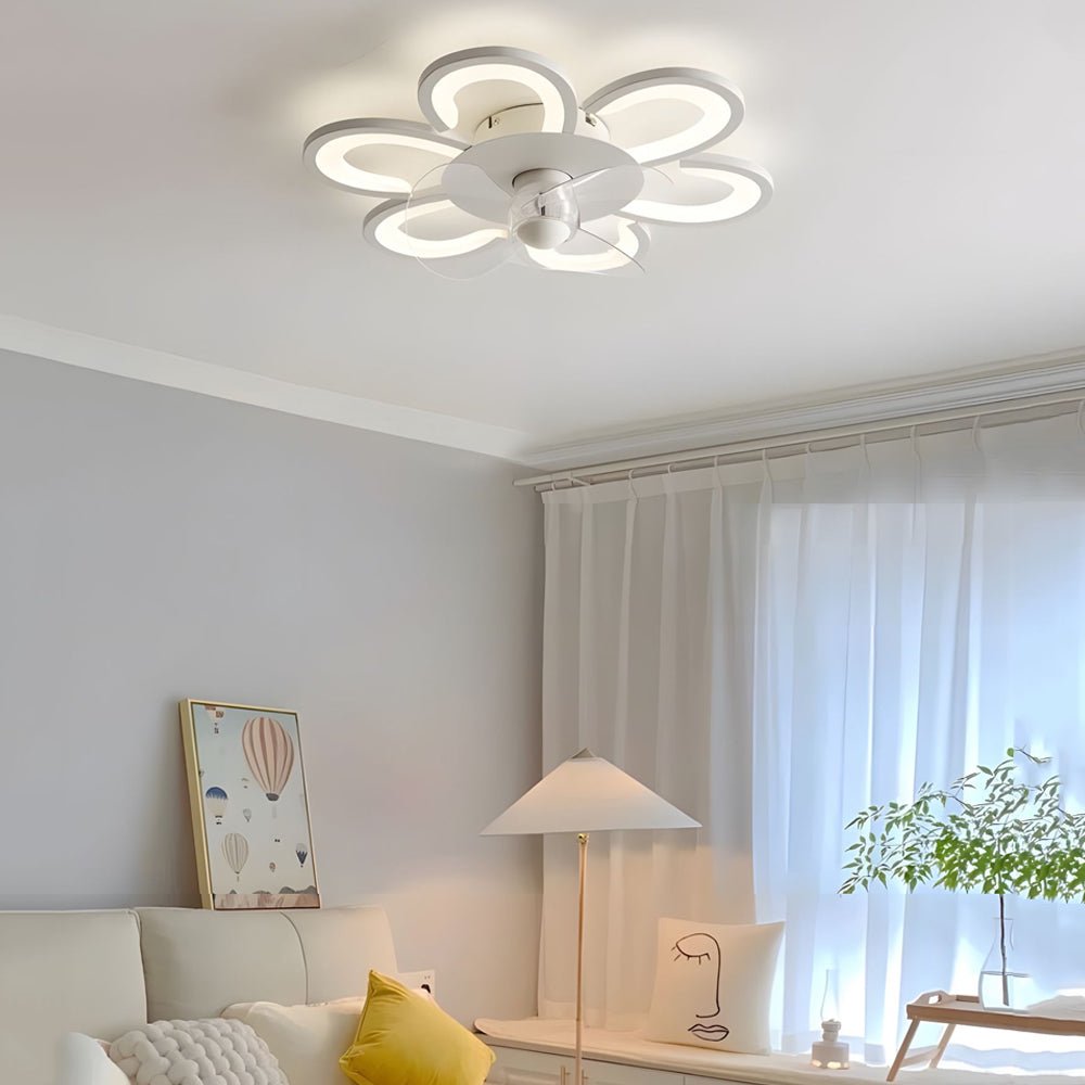 Modern Flower LED Flush Mount Ceiling Fan with Remote Control