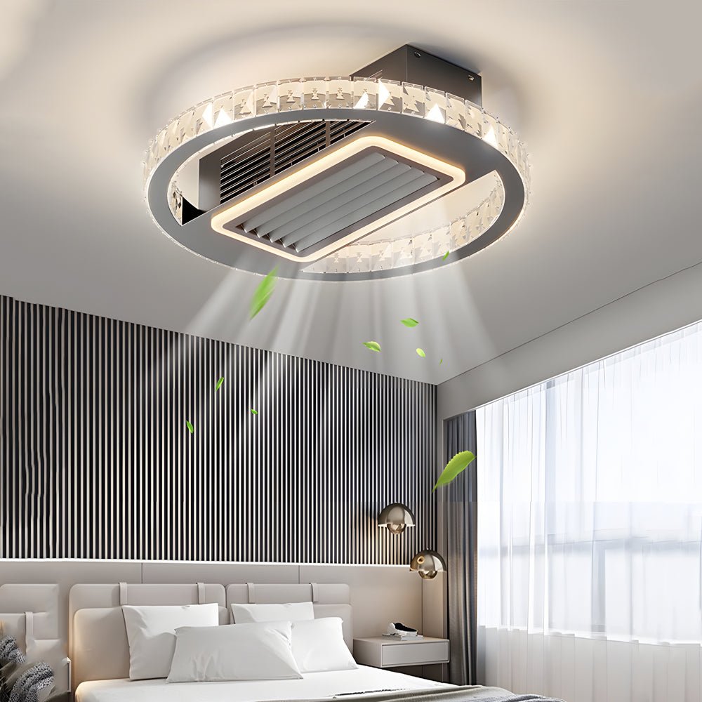 Modern Bladeless Ceiling Fan with LED Light & Remote - 6 Speeds