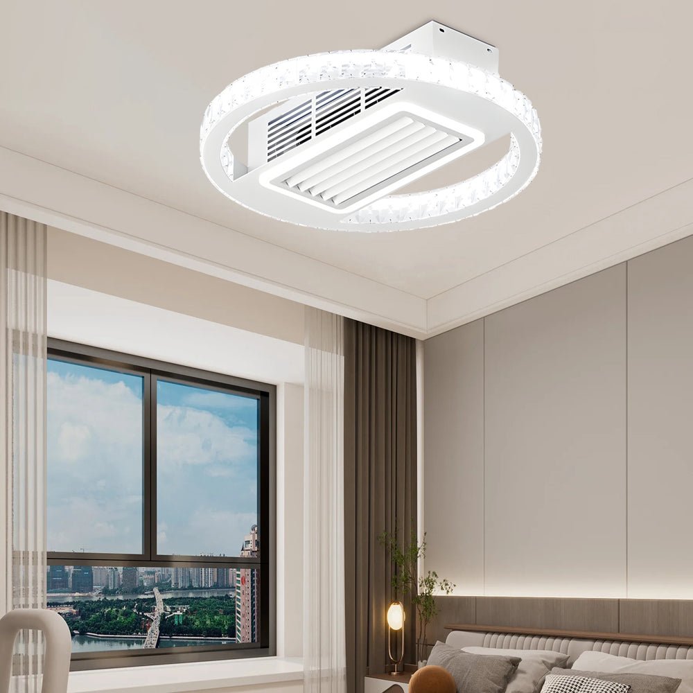 Modern Bladeless Ceiling Fan with LED Light & Remote - 6 Speeds
