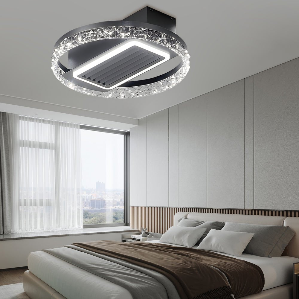 Modern Bladeless Ceiling Fan with LED Light & Remote - 6 Speeds