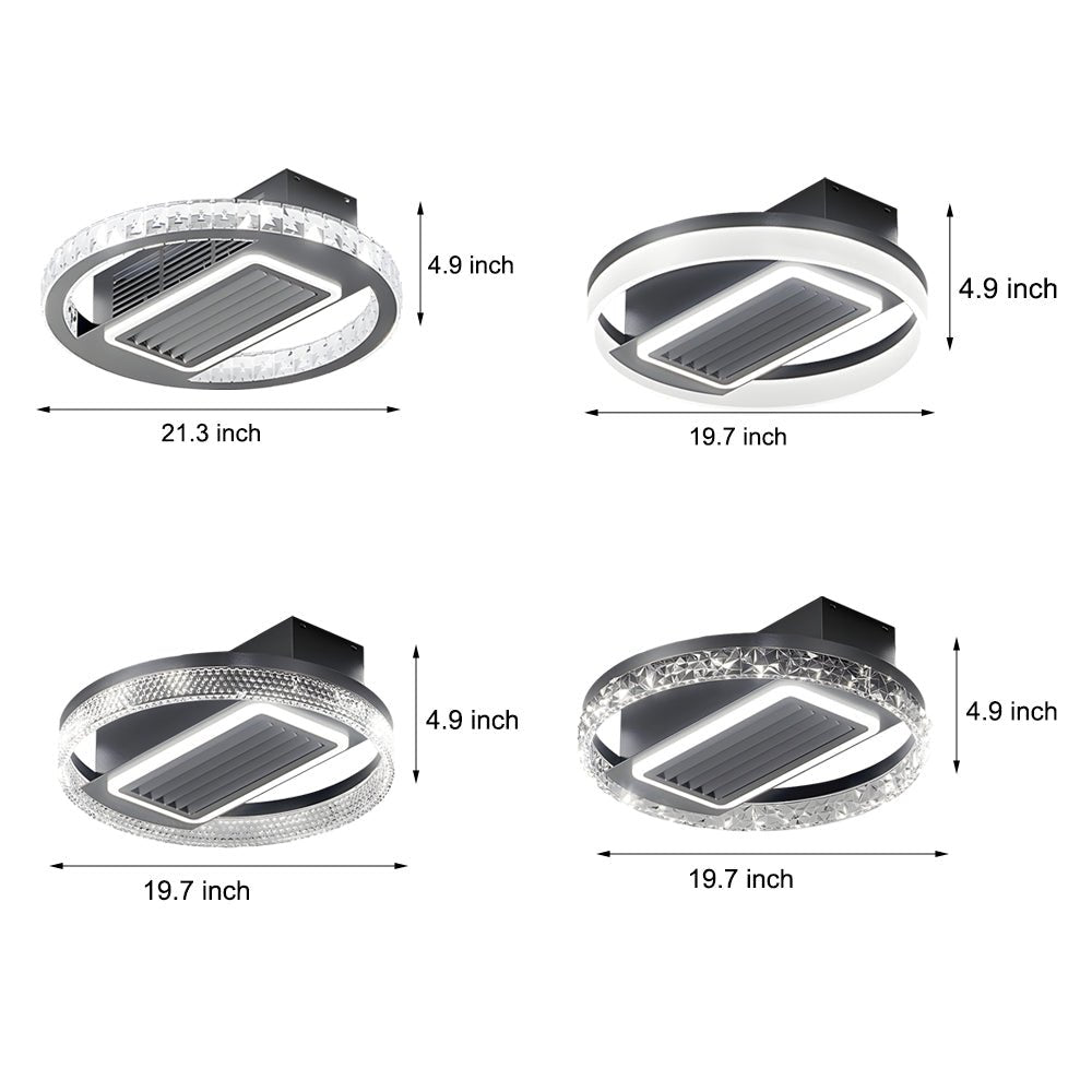 Modern Bladeless Ceiling Fan with LED Light & Remote - 6 Speeds