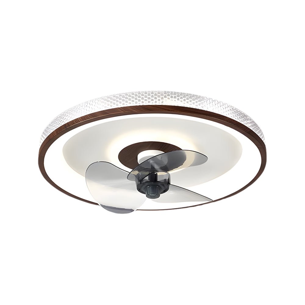 Walnut Flush Mount LED Ceiling Fan with Remote Control