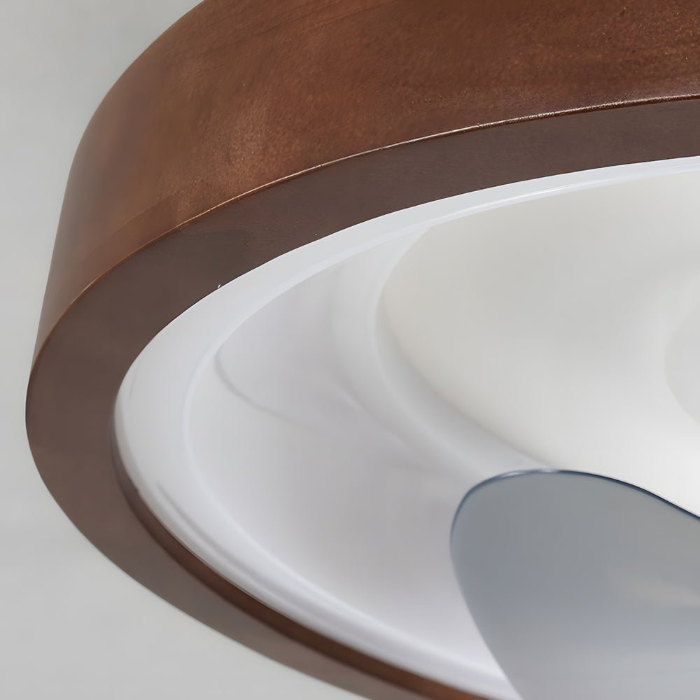 Walnut Flush Mount LED Ceiling Fan with Remote Control