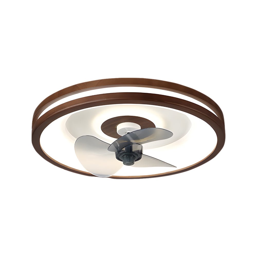 Walnut Flush Mount LED Ceiling Fan with Remote Control