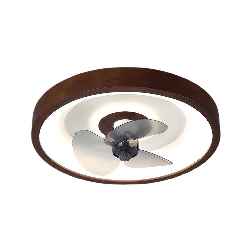 Walnut Flush Mount LED Ceiling Fan with Remote Control