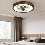 Walnut Flush Mount LED Ceiling Fan with Remote Control