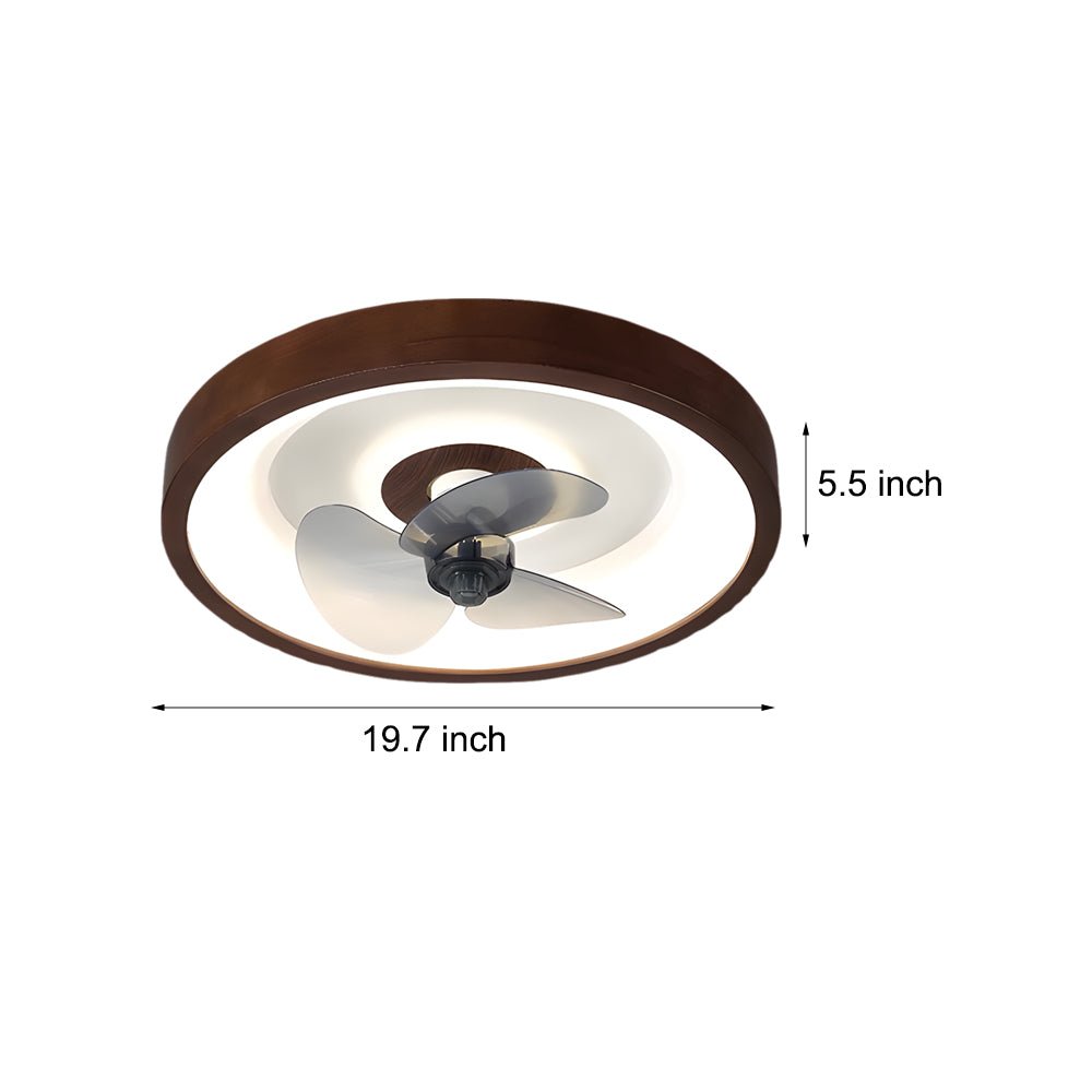 Walnut Flush Mount LED Ceiling Fan with Remote Control